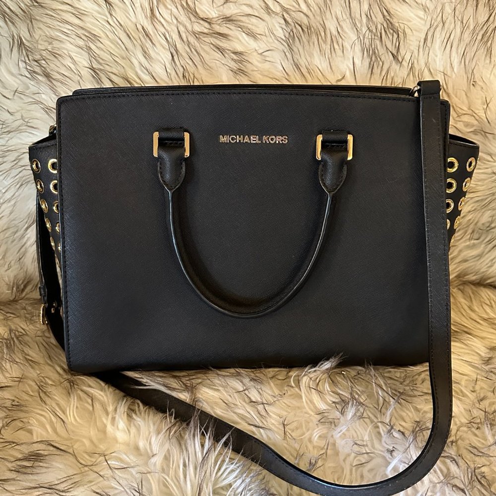 Michael Kors Saffiano Selma Grommet Satchel Large